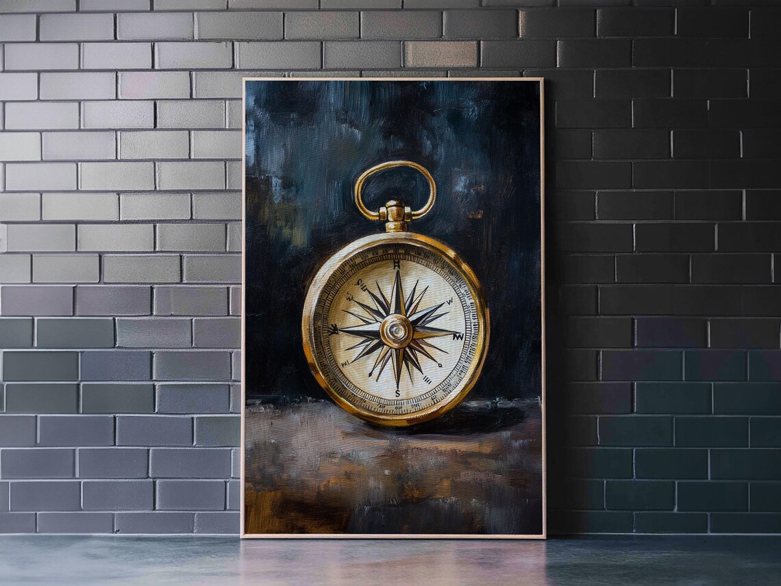 Weathered Compass Nautical Coastal Art Print - Image 3