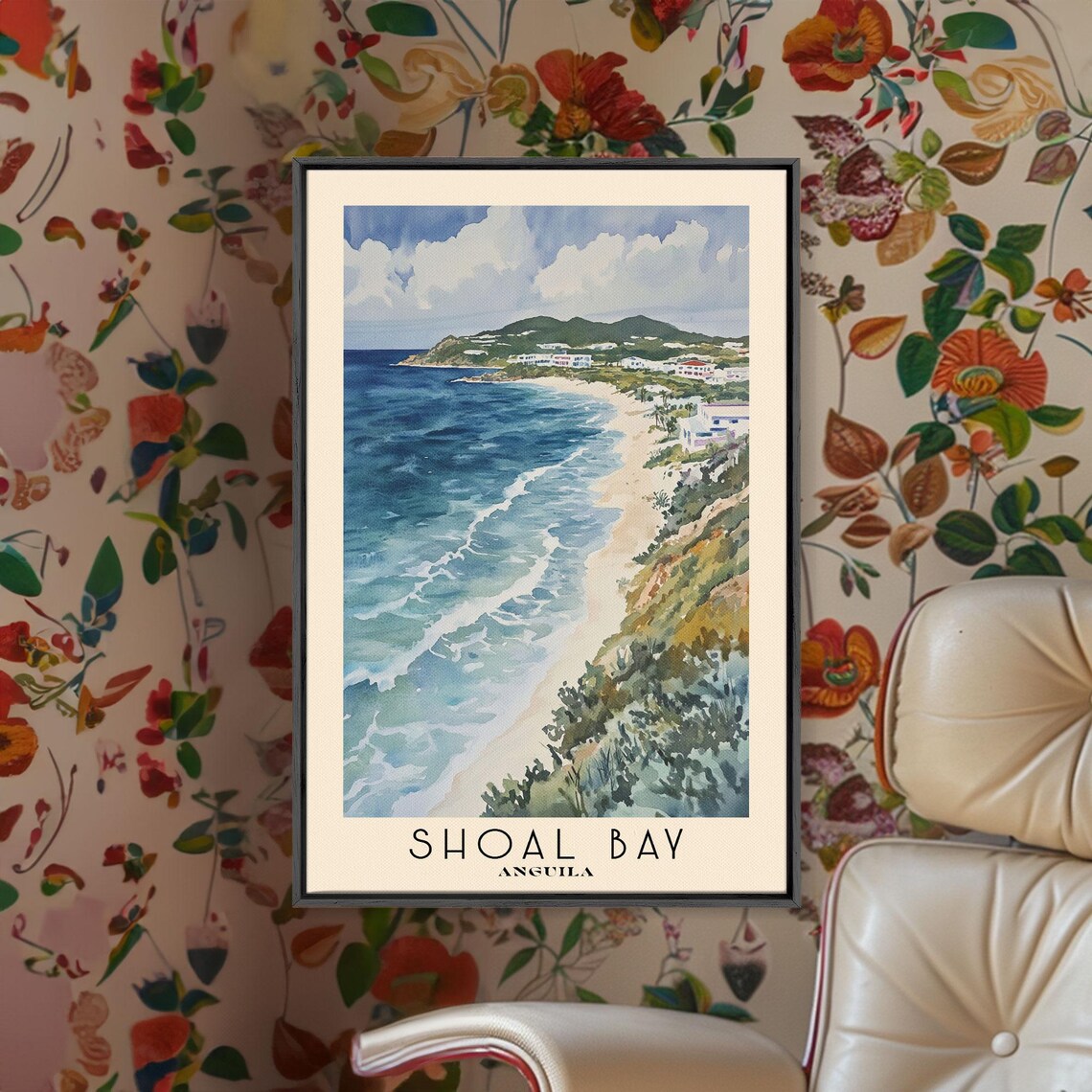Shoal Bay Anguilla Aerial Coastline View Rolling Surf Golden Sand Poster