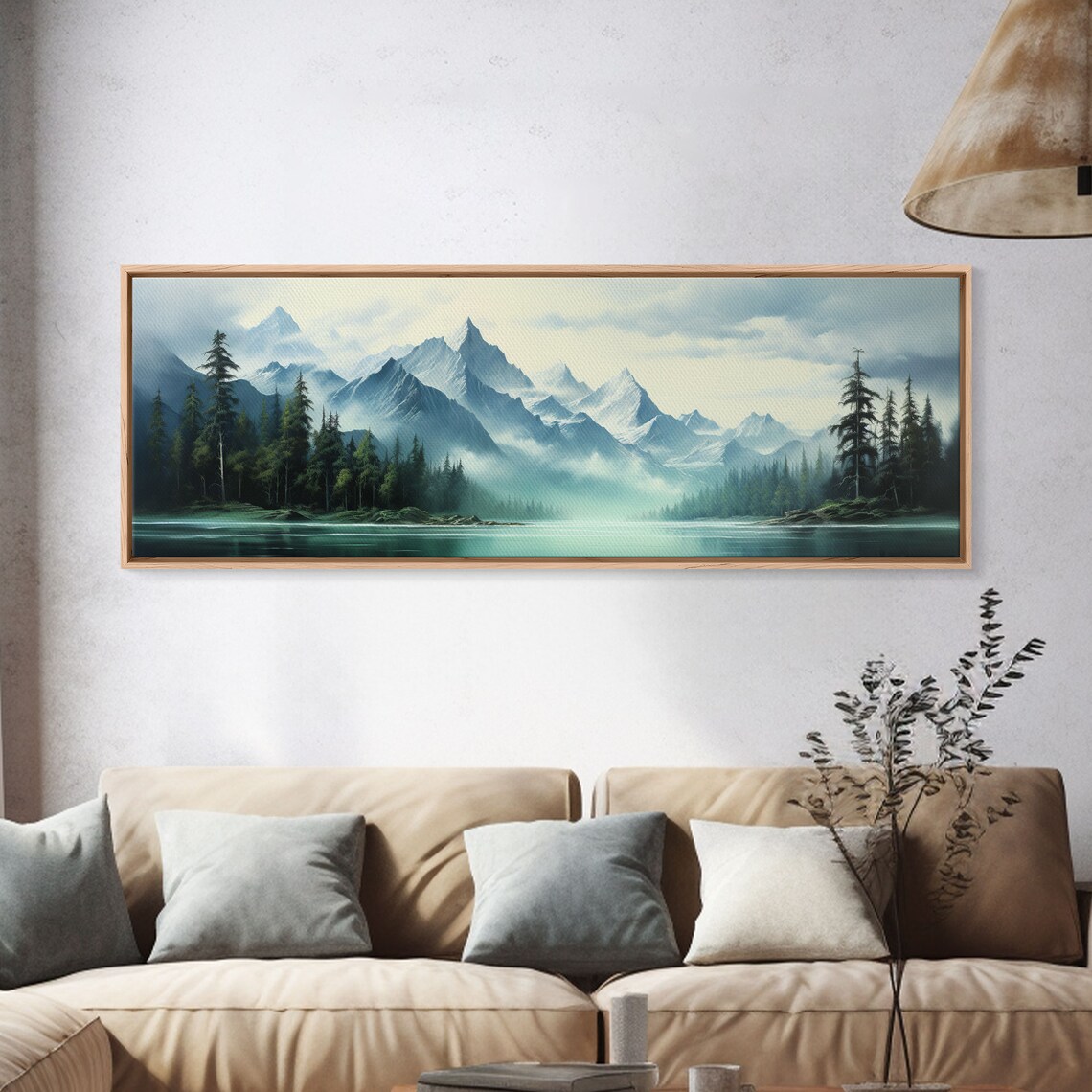 Mountain Lake Oil Landscape, Nature Art Print - Image 4