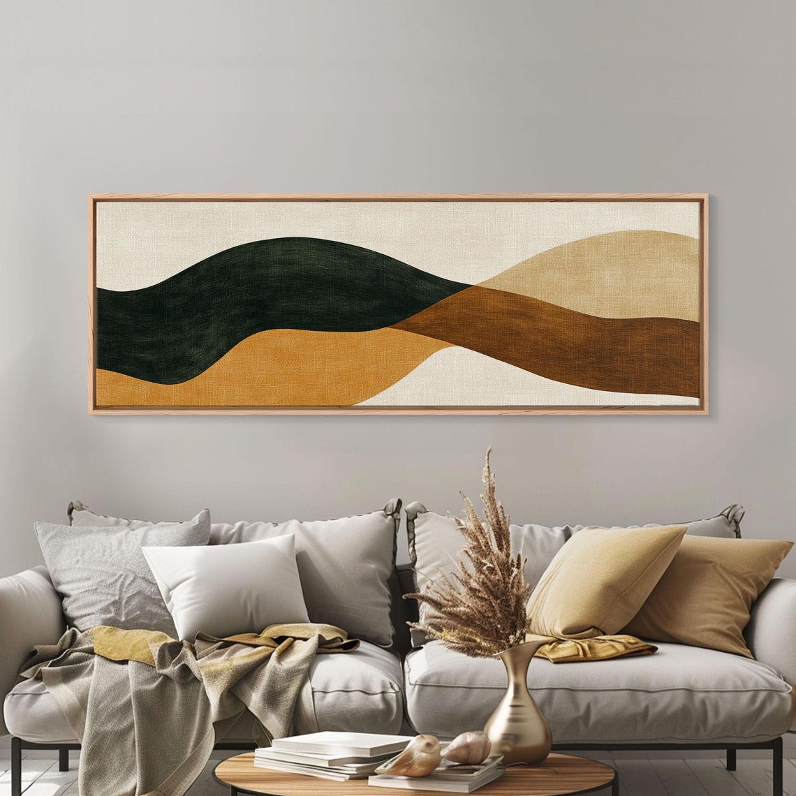 Earth Tones Abstract Painting Print Eclectic Boho Style Wall Art Oversized Panoramic Print Above Sofa Abstract Painting - Image 6