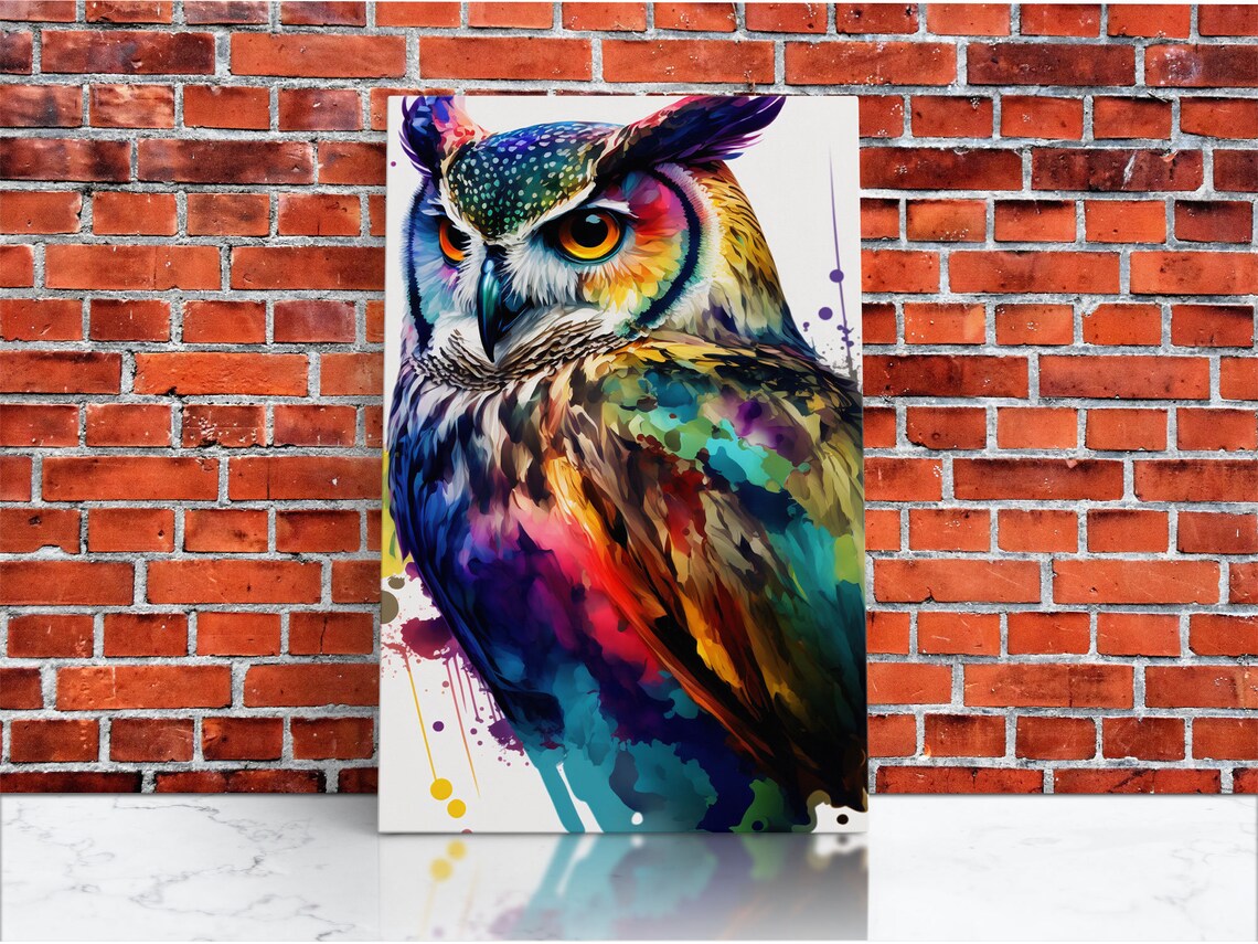 Watercolor Owl Painting Print, Pop Art Style - Image 4