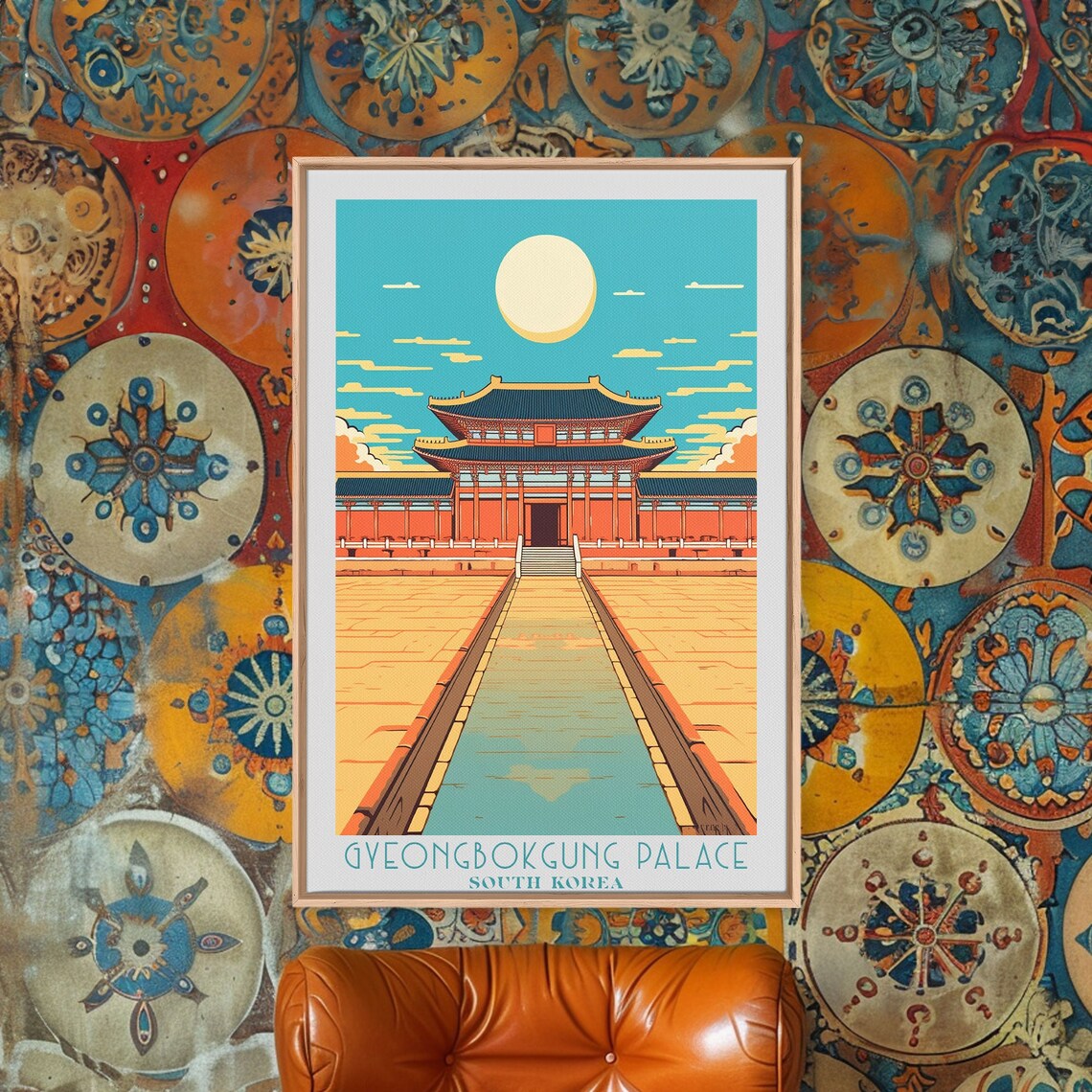 Gyeongbokgung Palace Seoul South Korea Moonlit Courtyard Travel Poster - Image 2