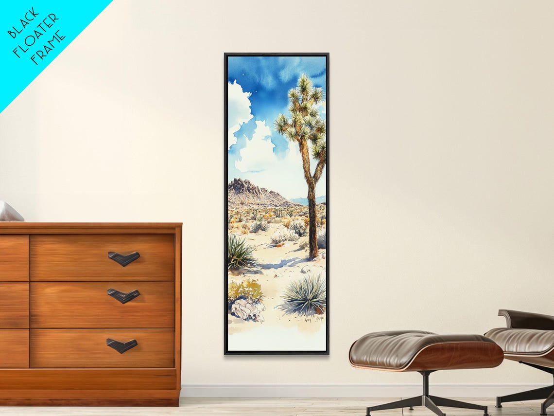 Retro Joshua Tree Desert Mountain Vista Bright Sky Southwest Wall Art - Image 4