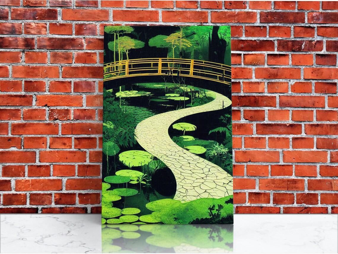 Japanese Zen Garden Abstract Art Print, Emerald Green - Image 4