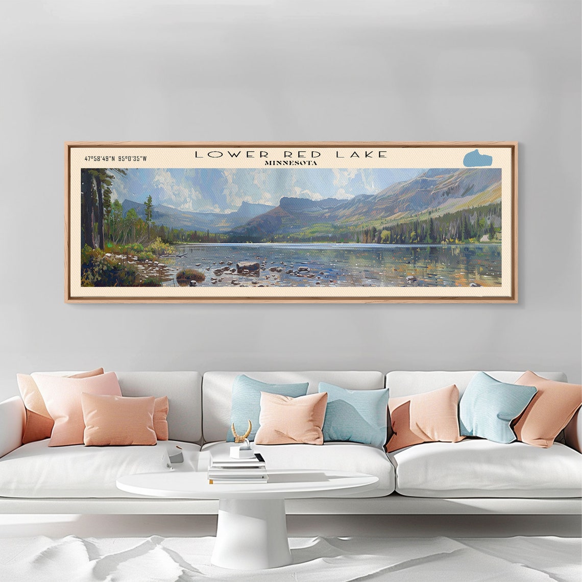 Lower Red Lake Minnesota Rocky Shore Forest Mountain Blue Water Poster - Image 3