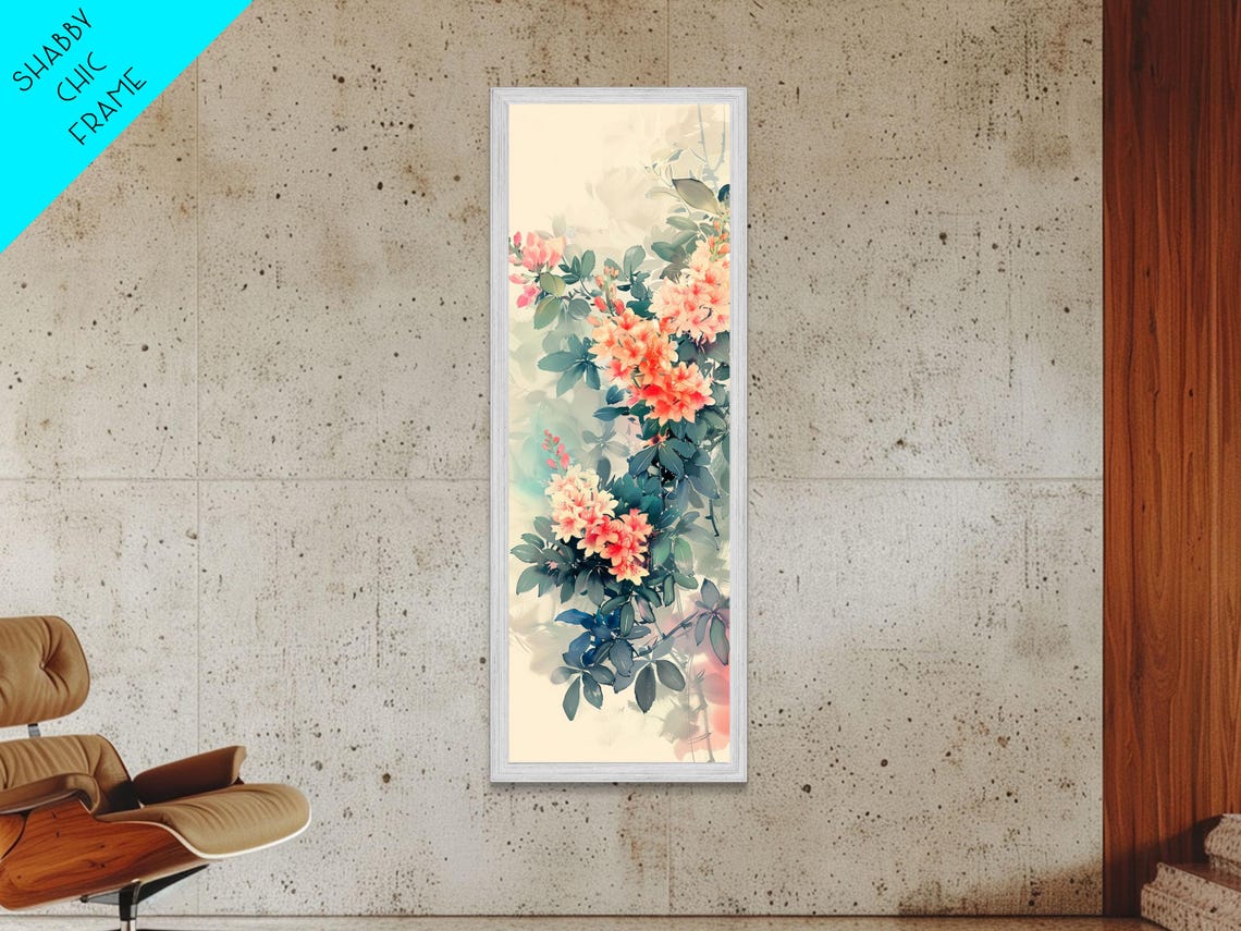 Vibrant Azalea Blossoms Orange Coral Floral Elegant Tall Art Print - Image 3