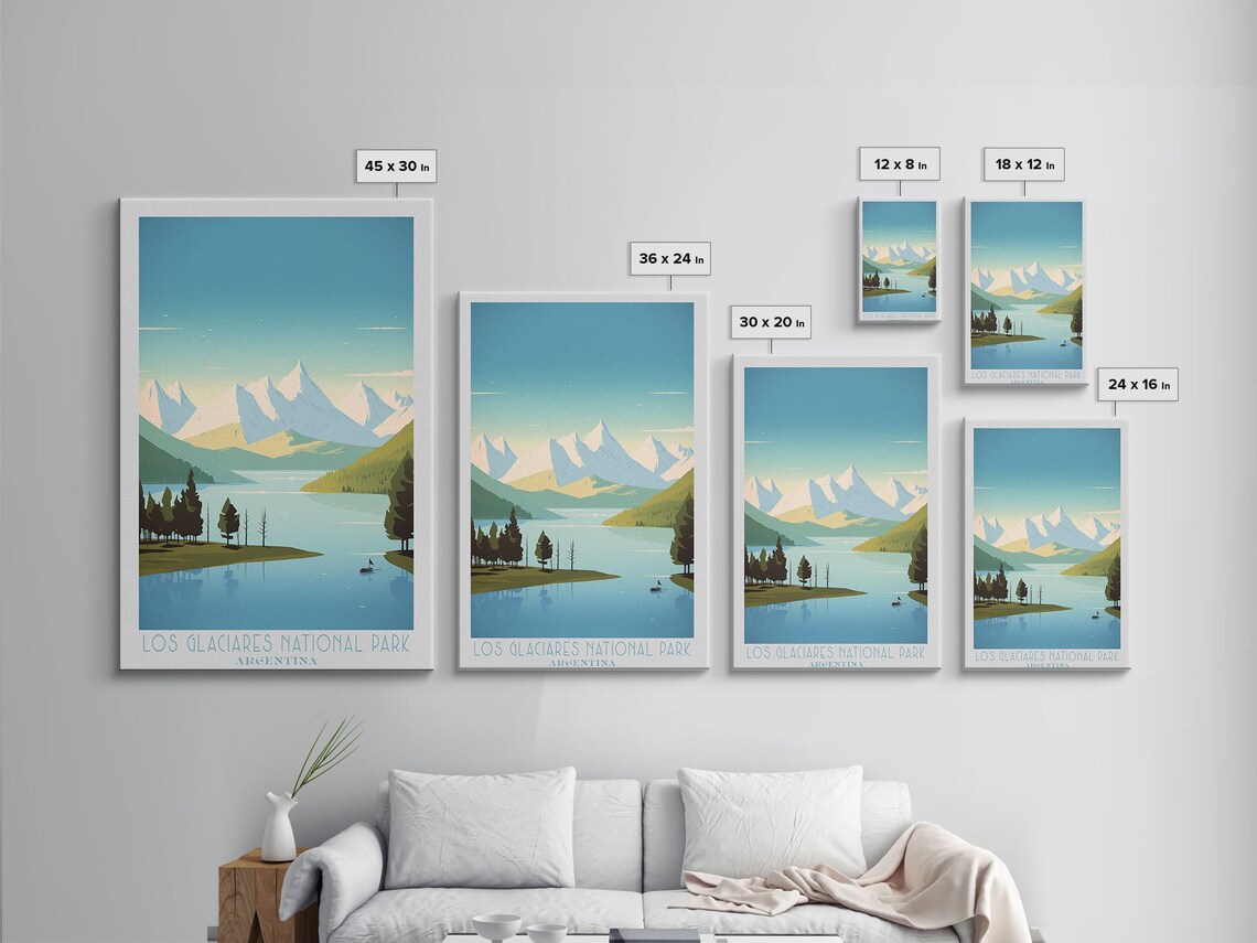 Los Glaciares National Park Patagonia Snow Peaks Lake Travel Poster - Image 2