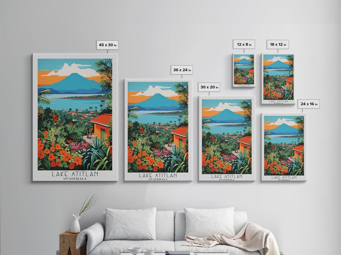 Lake Atitlan Guatemala Volcano Tropical Garden Lakeview Travel Poster - Image 2