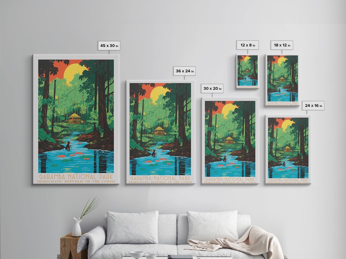 Garamba National Park Congo Jungle River Sunset Safari Wall Art Poster - Image 2