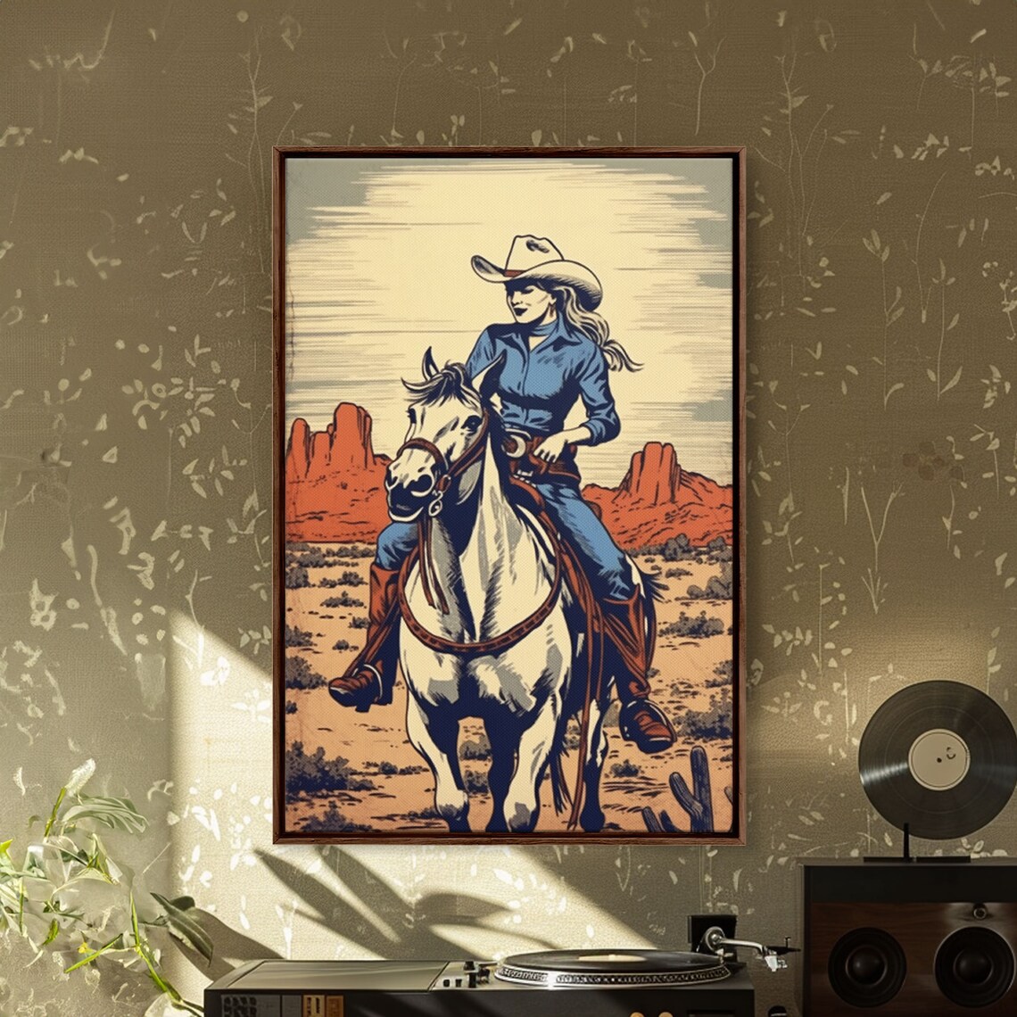 Western Cowgirl Retro Art Print, Wild West Decor - Image 4