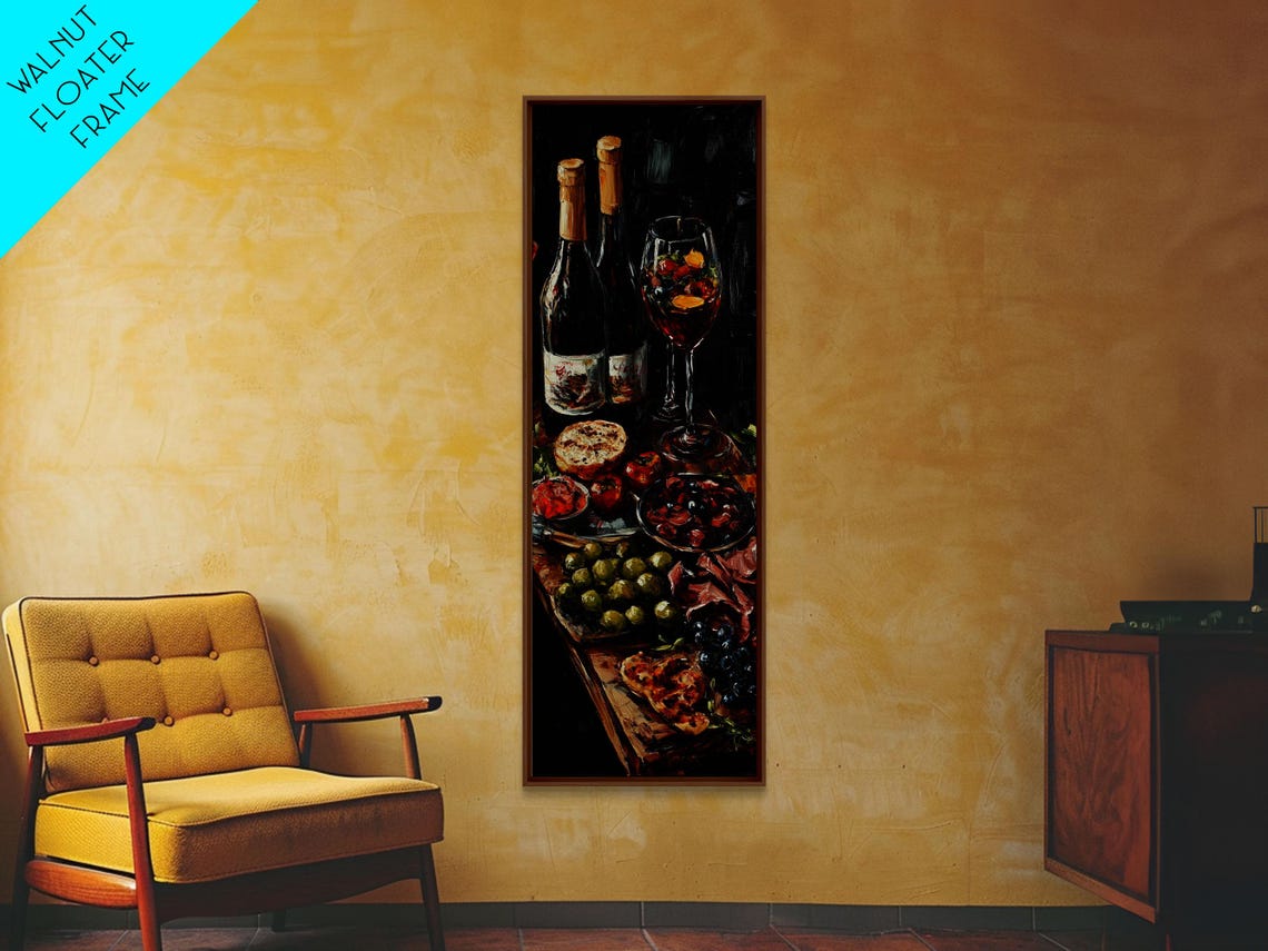 Wine Bottles And Charcuterie Still Life Moody Kitchen Wall Poster - Image 5