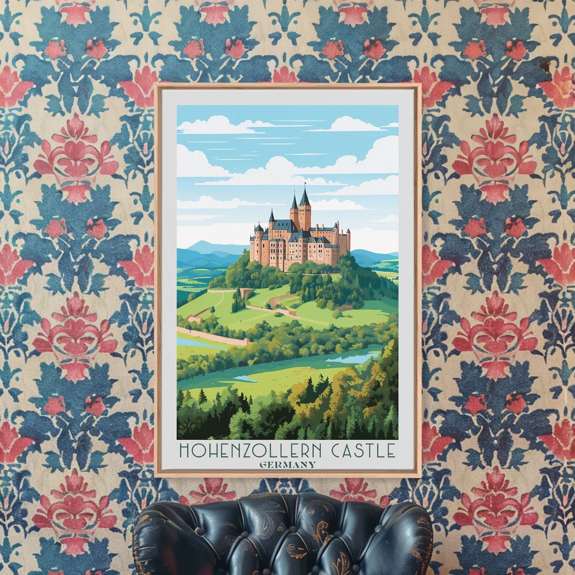 Hohenzollern Castle Germany Hilltop Fortress Green Valley Retro Poster - Image 5
