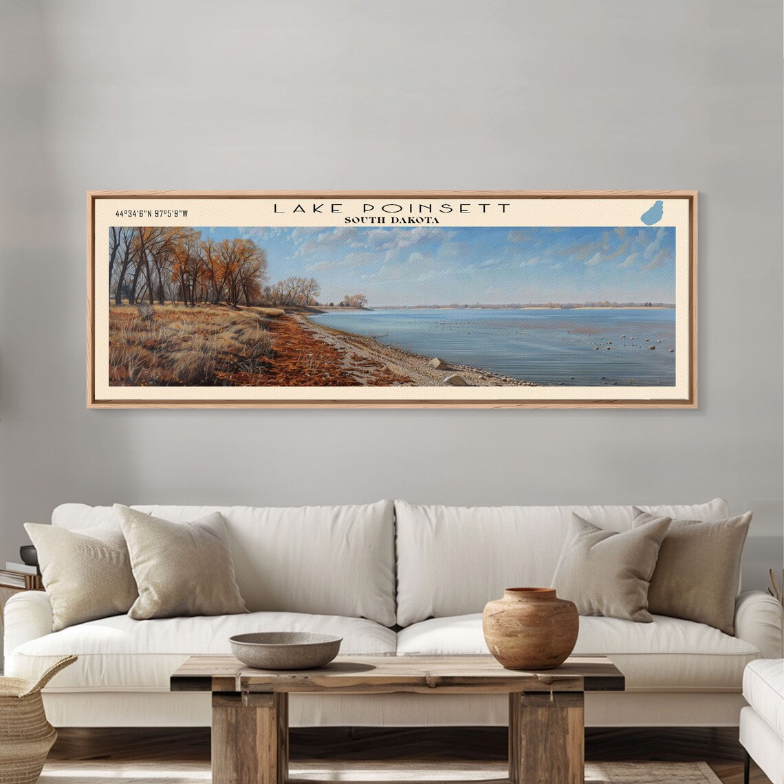 Lake Poinsett South Dakota Framed Print Lake House Decor Panoramic Wall Art Travel Poster Scenic Landscape Painting Cottage Art - Image 4