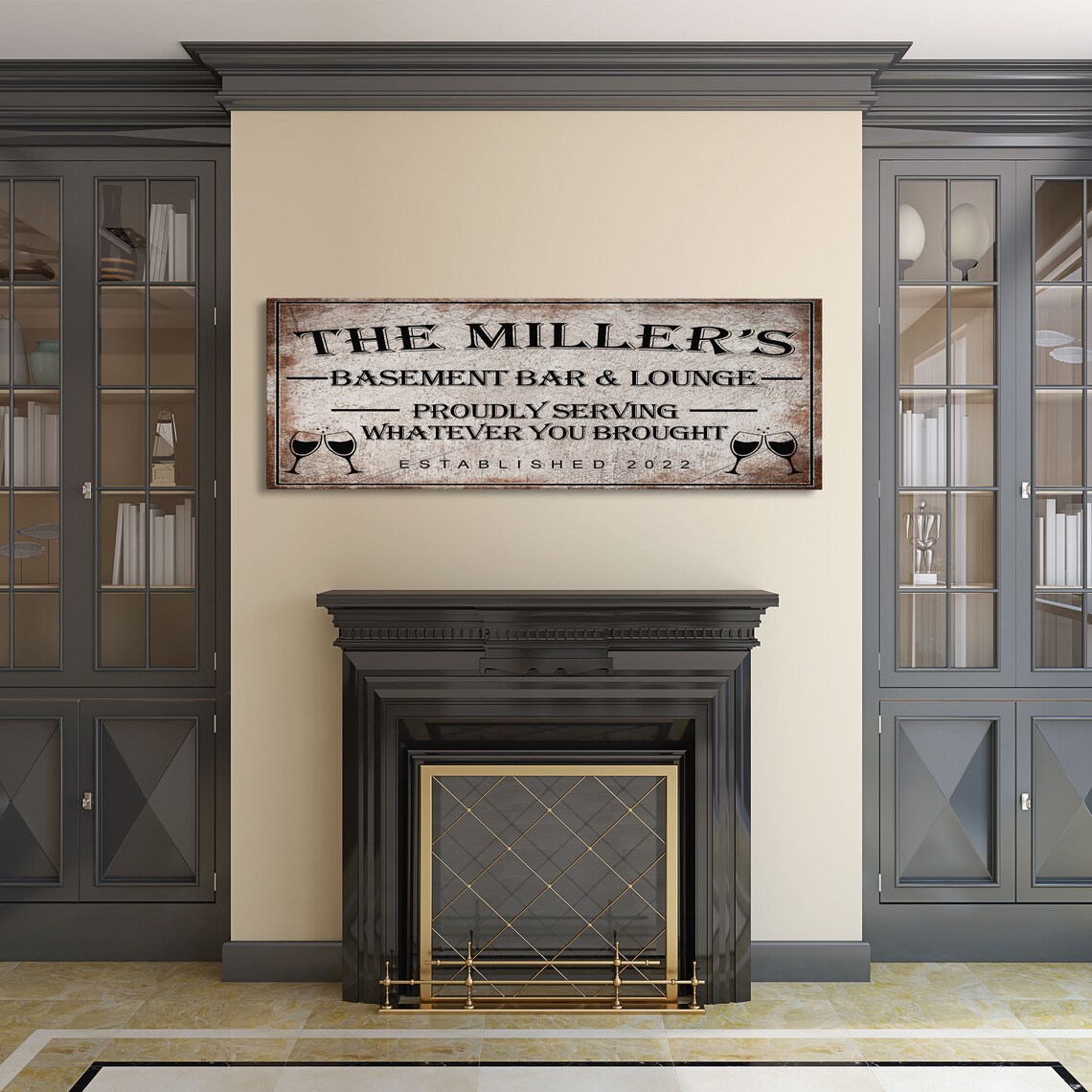 Basement Bar Sign, Rustic Lounge Wall Art Print - Image 5