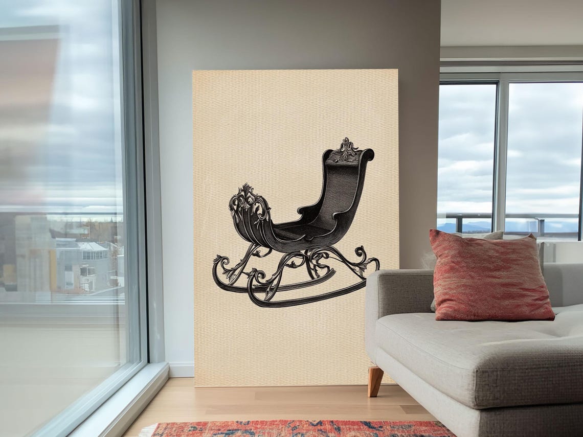 Antique Black Sleigh Engraving Vintage Christmas Winter Wall Poster - Image 5