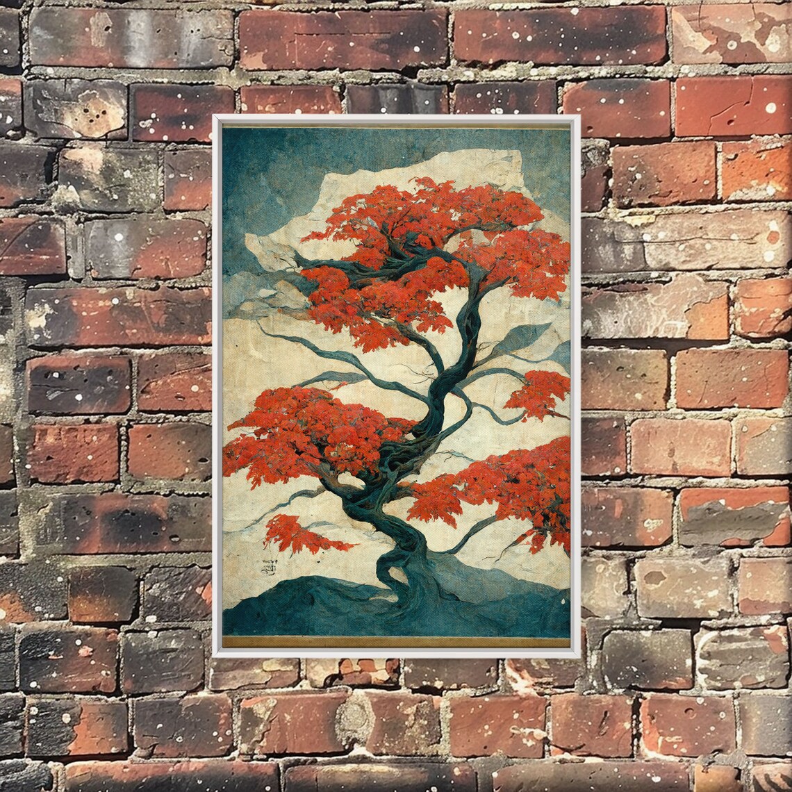 Japanese Maple Tree Abstract Art Print, Japanese Style