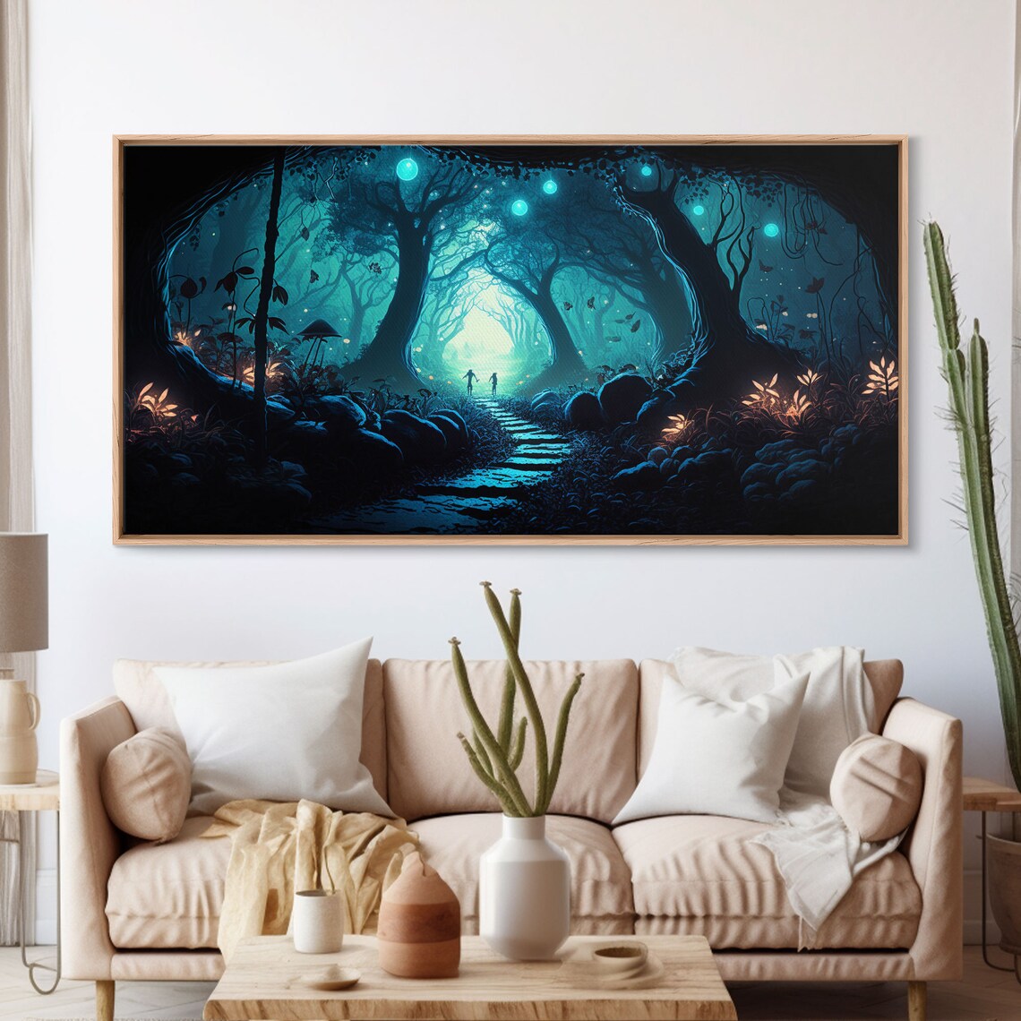 Beautiful Fantasy Art Framed Print Moonlit Forest Floor Fantasy Concept Art - Image 3