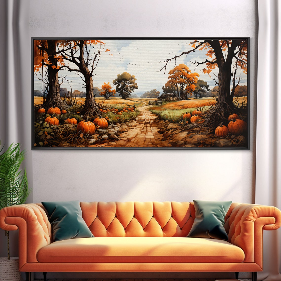 Pumpkin Patch Farm Dirt Road Autumn Trees Rustic Country Poster - Image 5