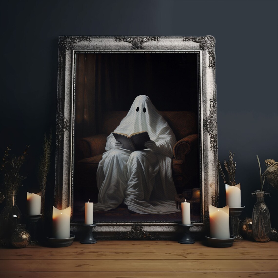 Victorian Ghost Reading A Book, Dark Academia Art Print - Image 6