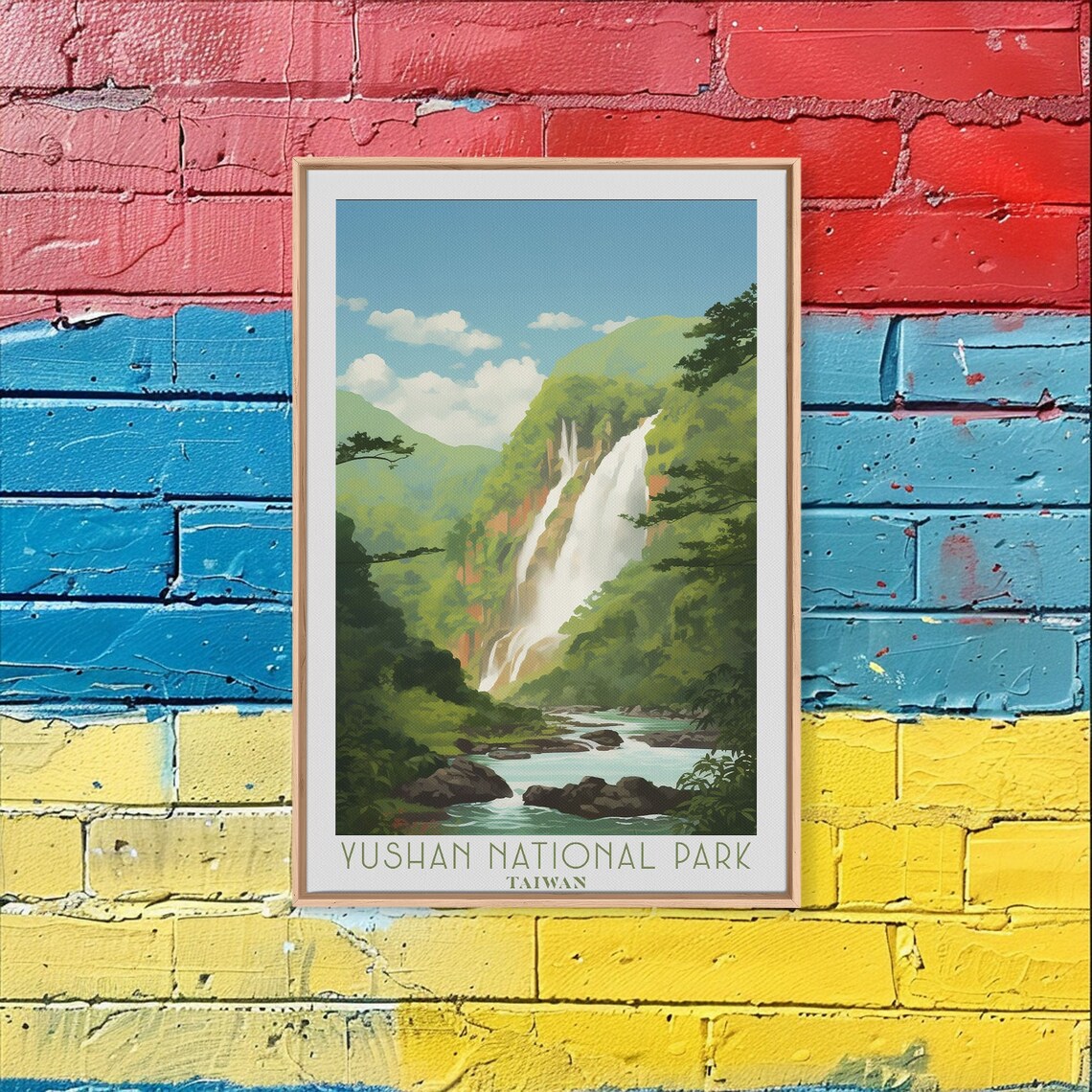 Yushan National Park Taiwan Waterfall Forest Mountain Travel Poster - Image 4