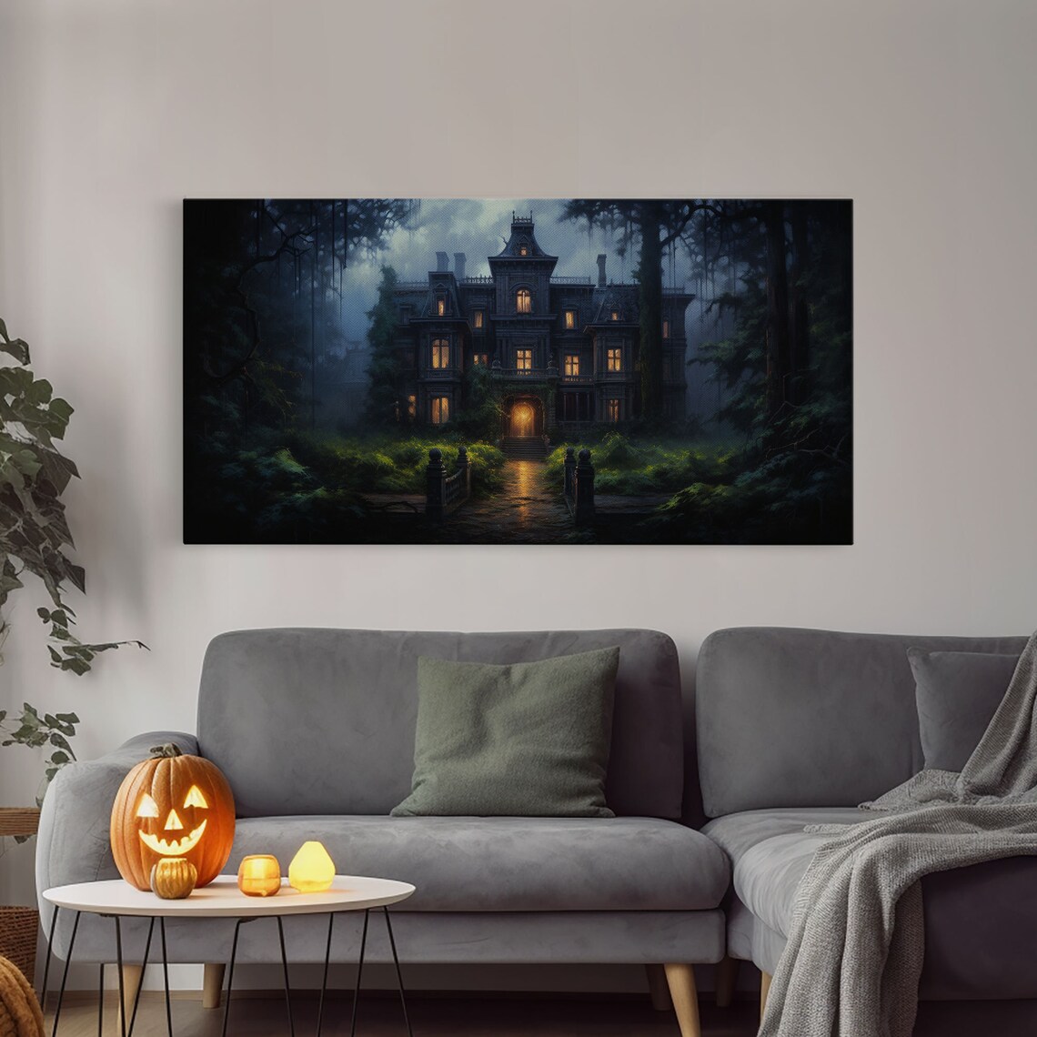 Haunted Victorian Mansion, Spooky Halloween Art Print - Image 3