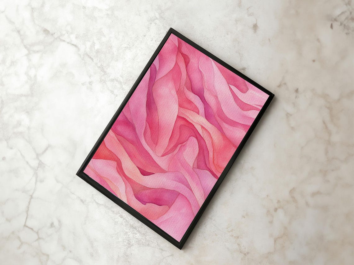 Flowing Pink Wave Abstract Minimalist Soft Feminine Art Print