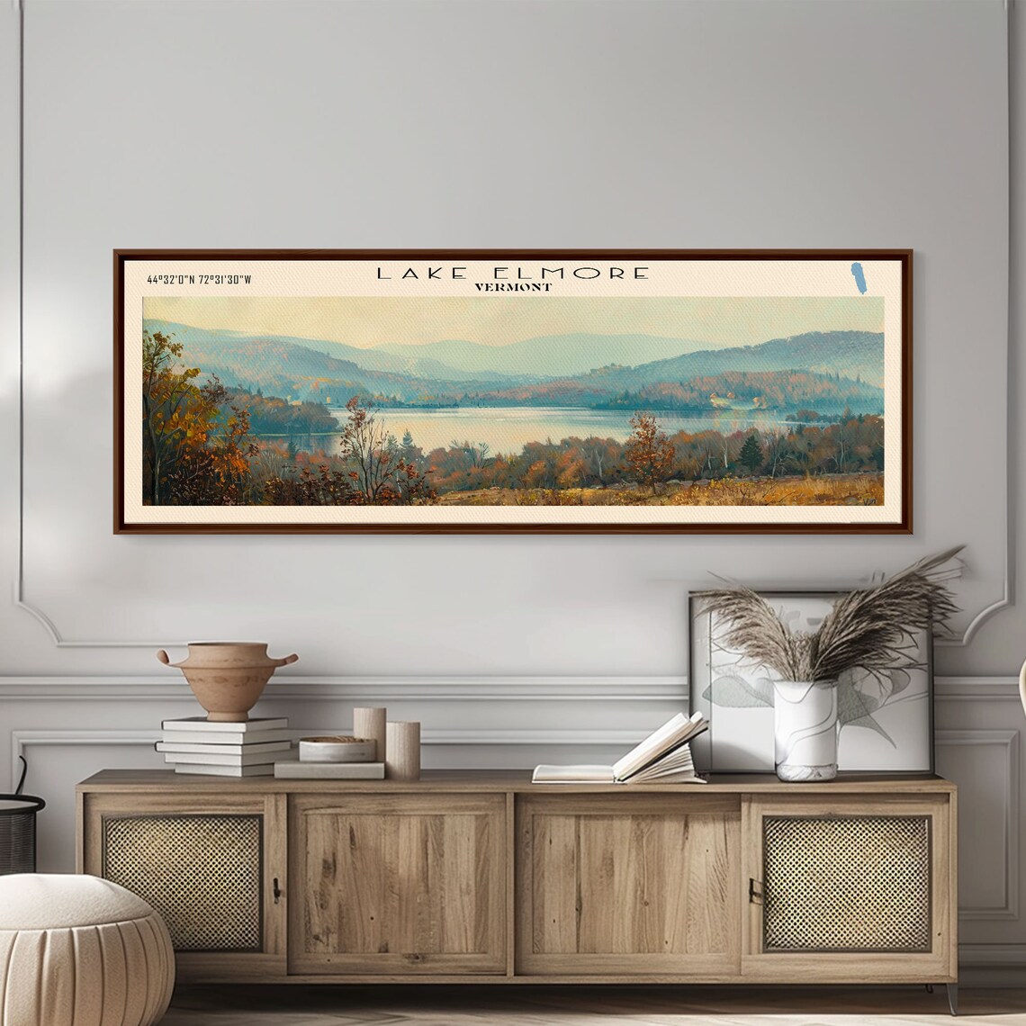 Lake Elmore Vermont Travel Poster, Lake Landscape