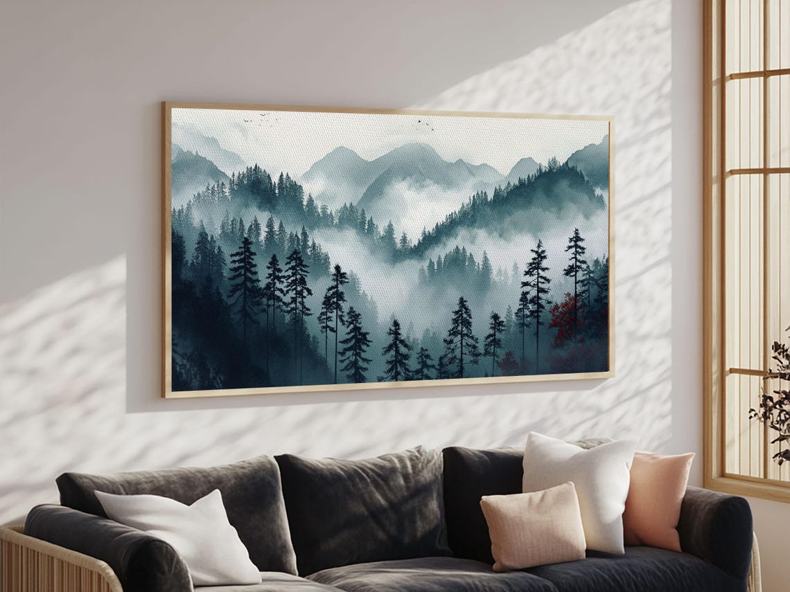 Foggy Blue Ridge Mountains Dawn Misty Pines Landscape Poster - Image 6