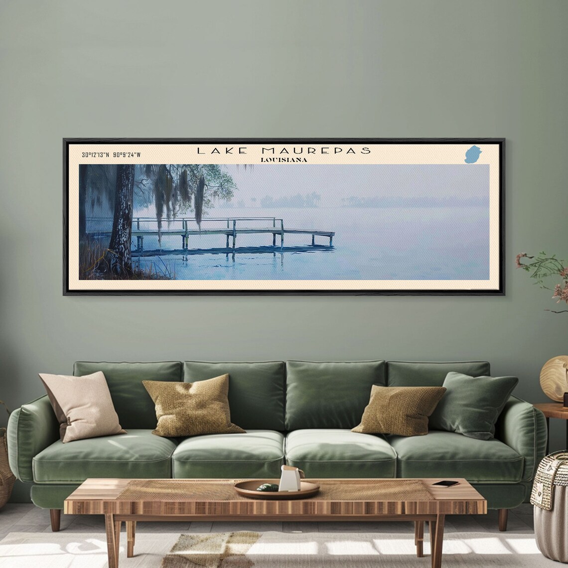 Lake Maurepas Louisiana Spanish Moss Cypress Misty Pier Lake Poster - Image 2