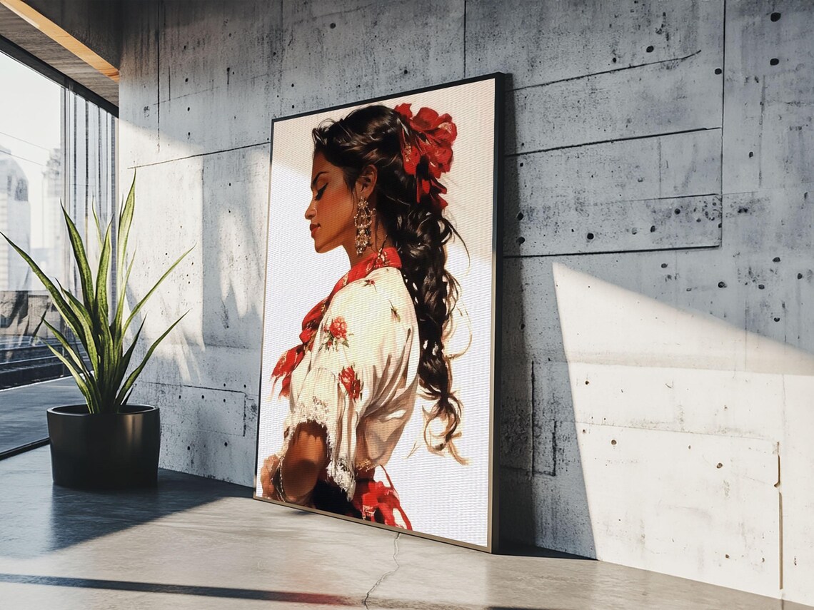 Mexican Romantic Art Print, Chicano Wall Decor