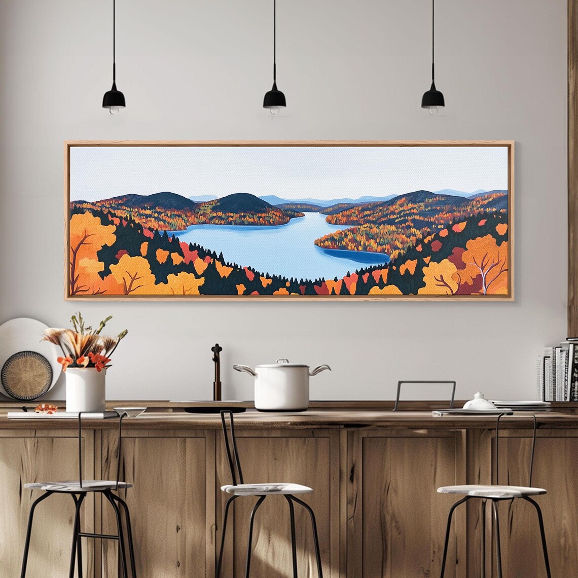 Fall Foliage Lake Panorama Orange Trees Blue Water Scenic Poster - Image 4