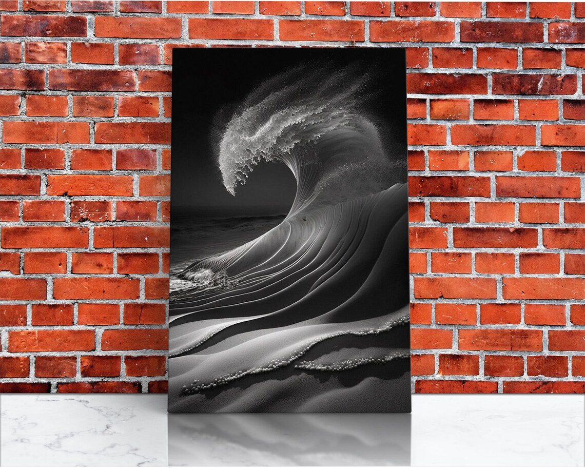 Surf California Wall Art Print, Black and White Beach - Image 3