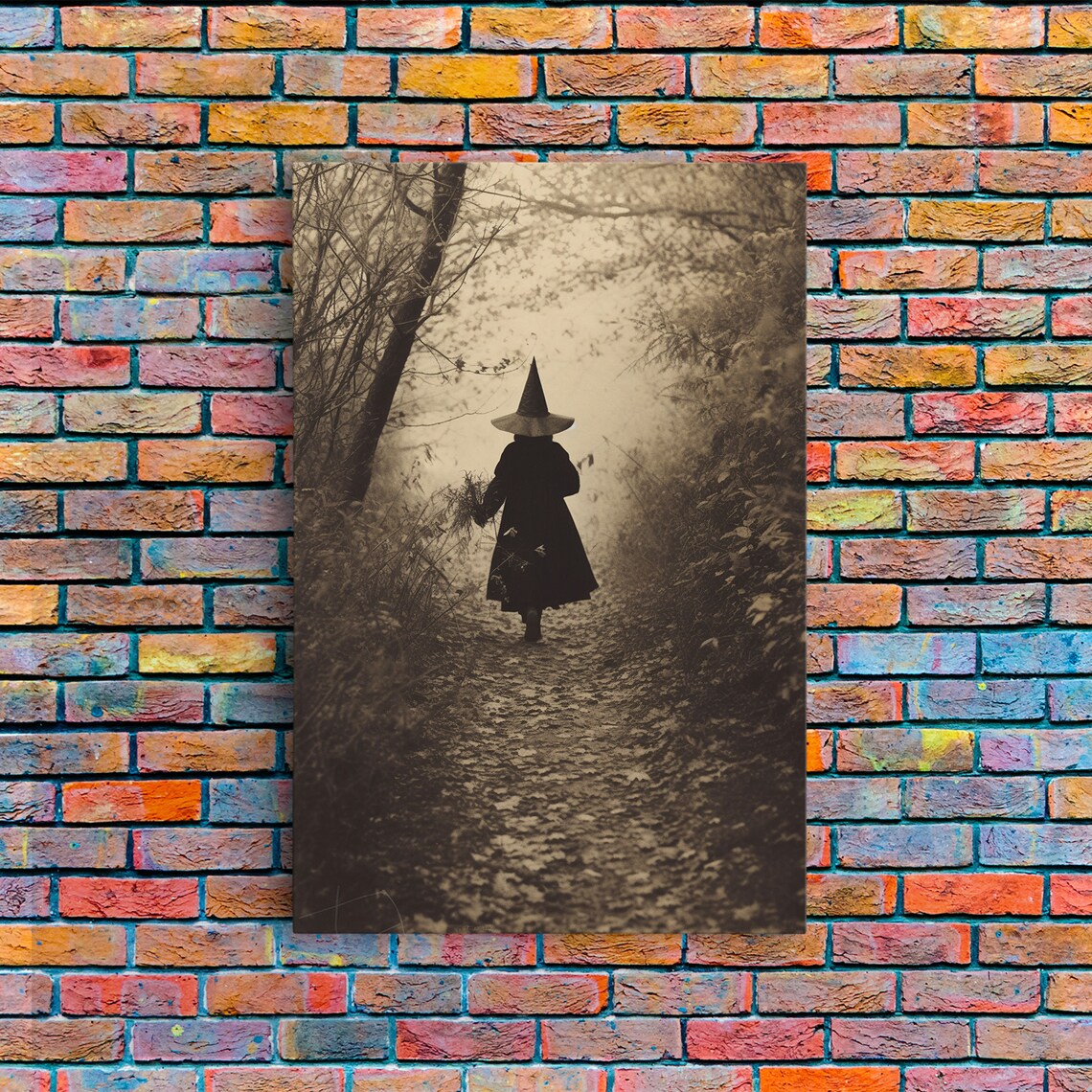Victorian Witch in the Woods Halloween Art Print - Image 3