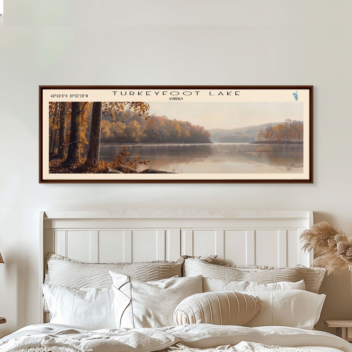 Turkeyfoot Lake Ohio Panoramic Autumn Trees Calm Shore Wall Art Poster - Image 3