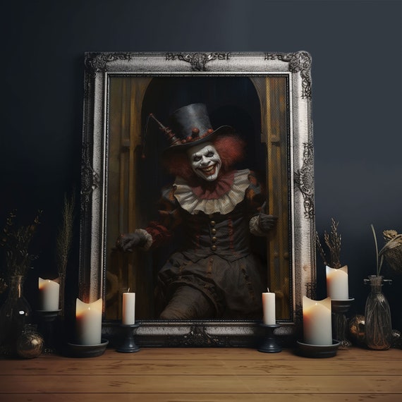 Scary Victorian Clown, Victorian Gothic Halloween Art Print