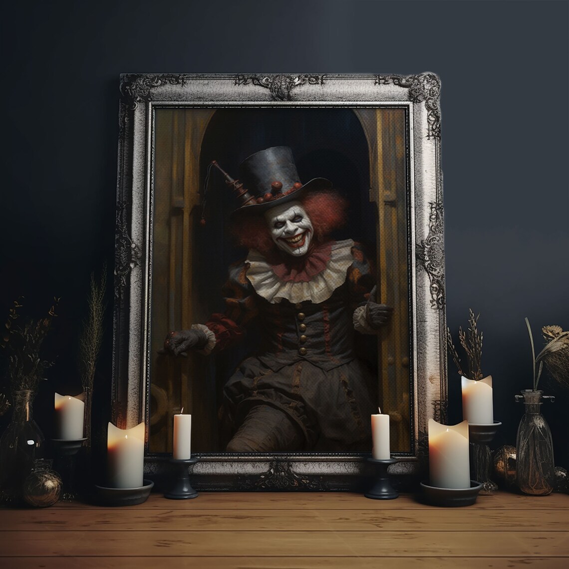 Scary Victorian Clown, Victorian Gothic Halloween Art Print