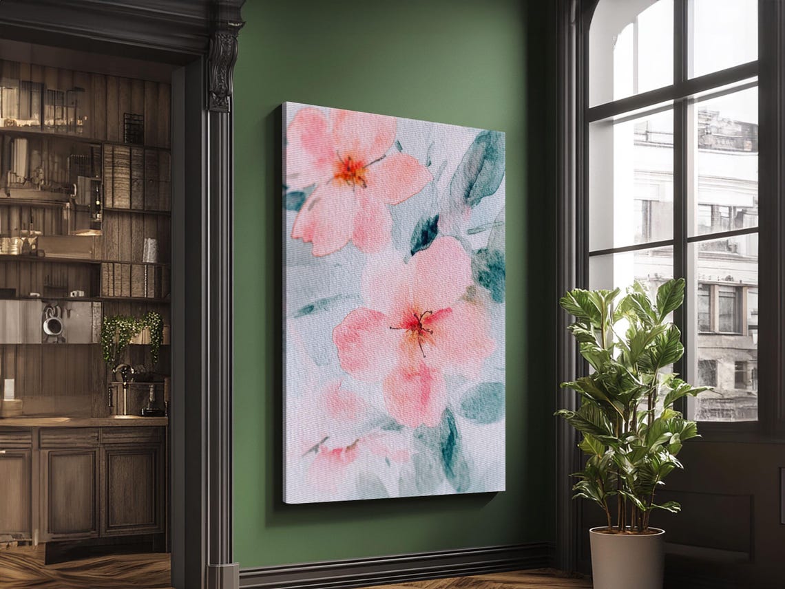 Pink Cherry Blossom Watercolor Soft Floral Minimalist Spring Poster - Image 4