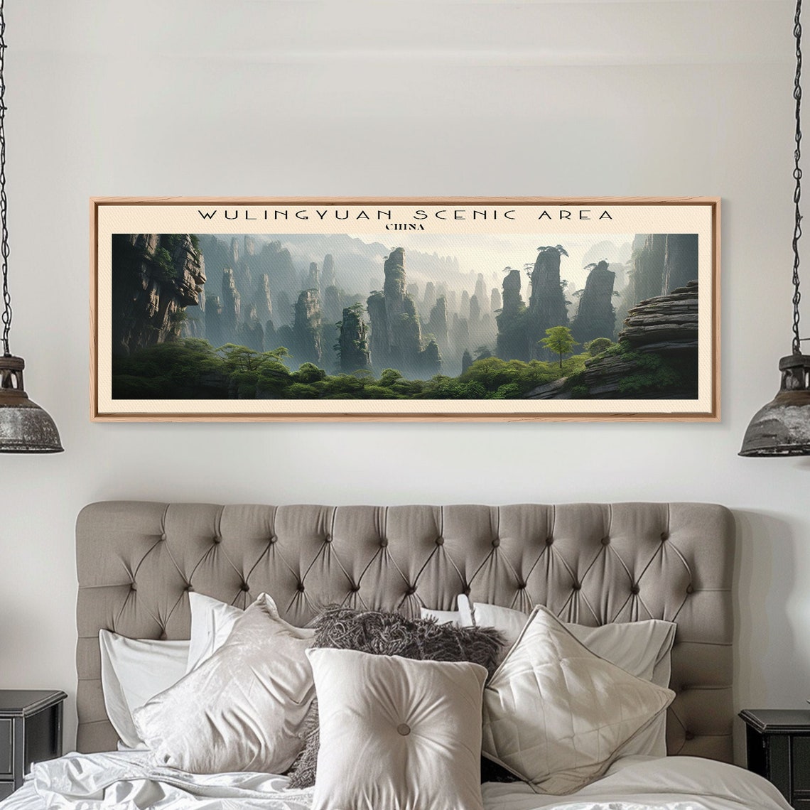 Wulingyuan China Misty Stone Forest Pillars Mountain Panoramic Poster - Image 4