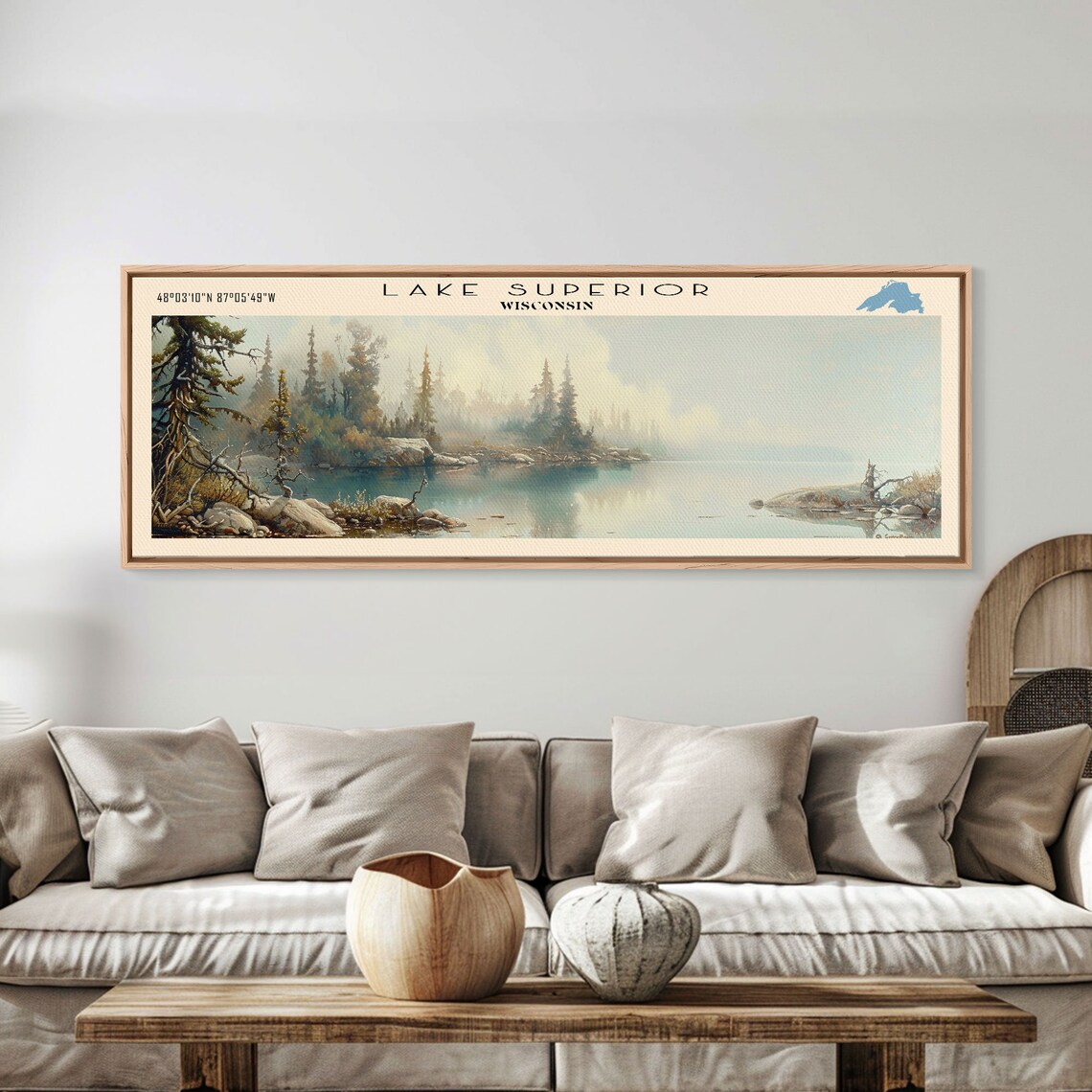 Lake Superior Travel Poster, Modern Landscape Art - Image 4