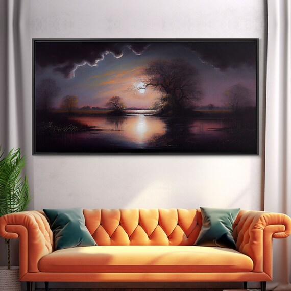 Dark Moody Landscape Painting Print Framed Wall Art Wall Decor Vintage Style Art Vintage Wall Art Antique Reproduction Art
