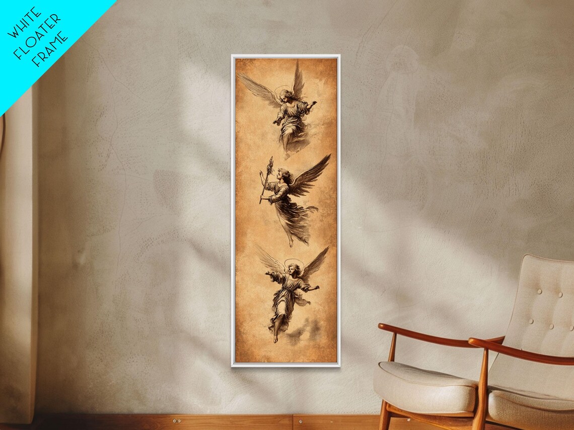 Guardian Angels Christmas Art Print, Angel Painting - Image 4