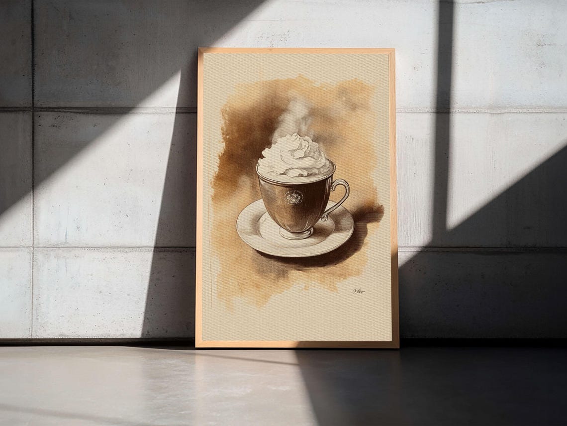 Steaming Hot Chocolate With Whipped Cream Vintage Coffee Art Print - Image 5
