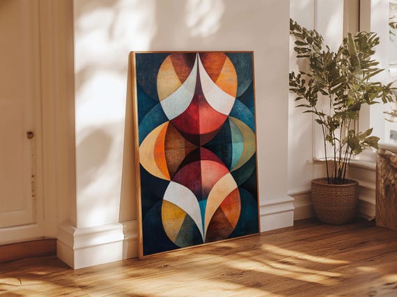 Colorful Geometric Wall Art Print Abstract Shapes Living Room Art Boho Home Decor Modern Art Gift Bedroom Accent Artwork