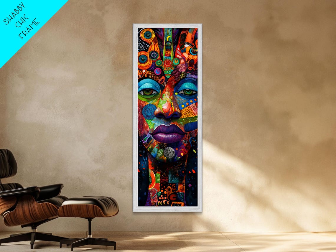 Vibrant Mosaic Woman Face Colorful Abstract Portrait Boho Wall Poster - Image 2