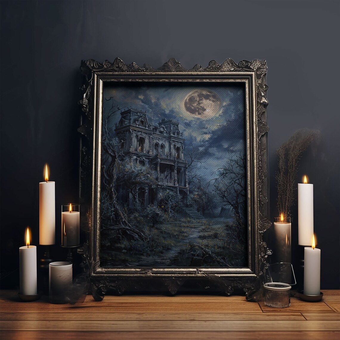 Haunted Victorian Mansion Halloween Art Print, Gothic Decor - Image 6