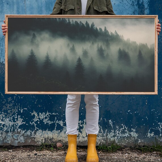 Foggy Pine Forest Canadian Forest Art Framed Print Farmhouse Decor Misty Forst Landscape