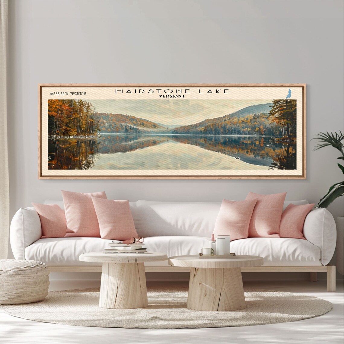 Maidstone Lake Vermont Peak Autumn Mirror Lake Golden Hills Art Poster - Image 3