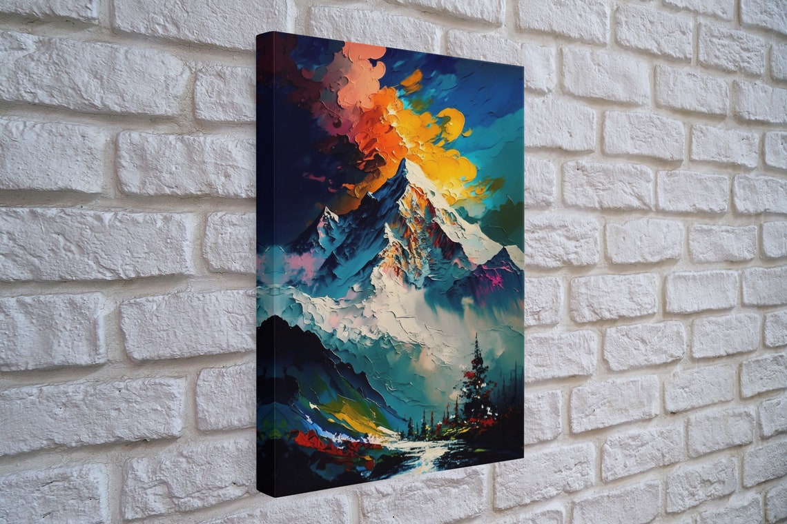 Annapurna Iii Mountain Art Rustic Landscape Framed Print Abstract Oil Painting Nepal Mountains - Image 3