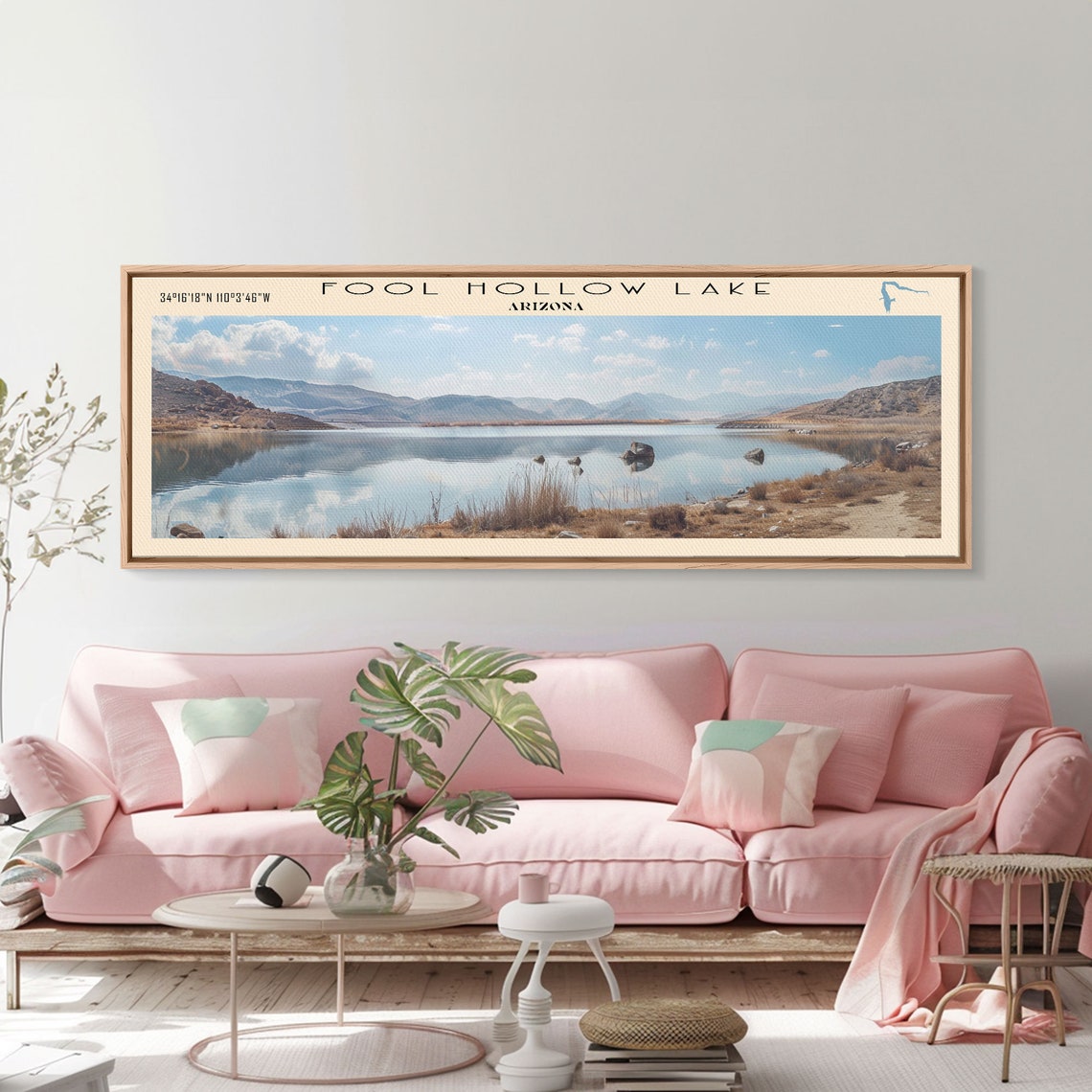 Fool Hollow Lake Arizona Desert Rocks Blue Sky Reflection Poster - Image 2