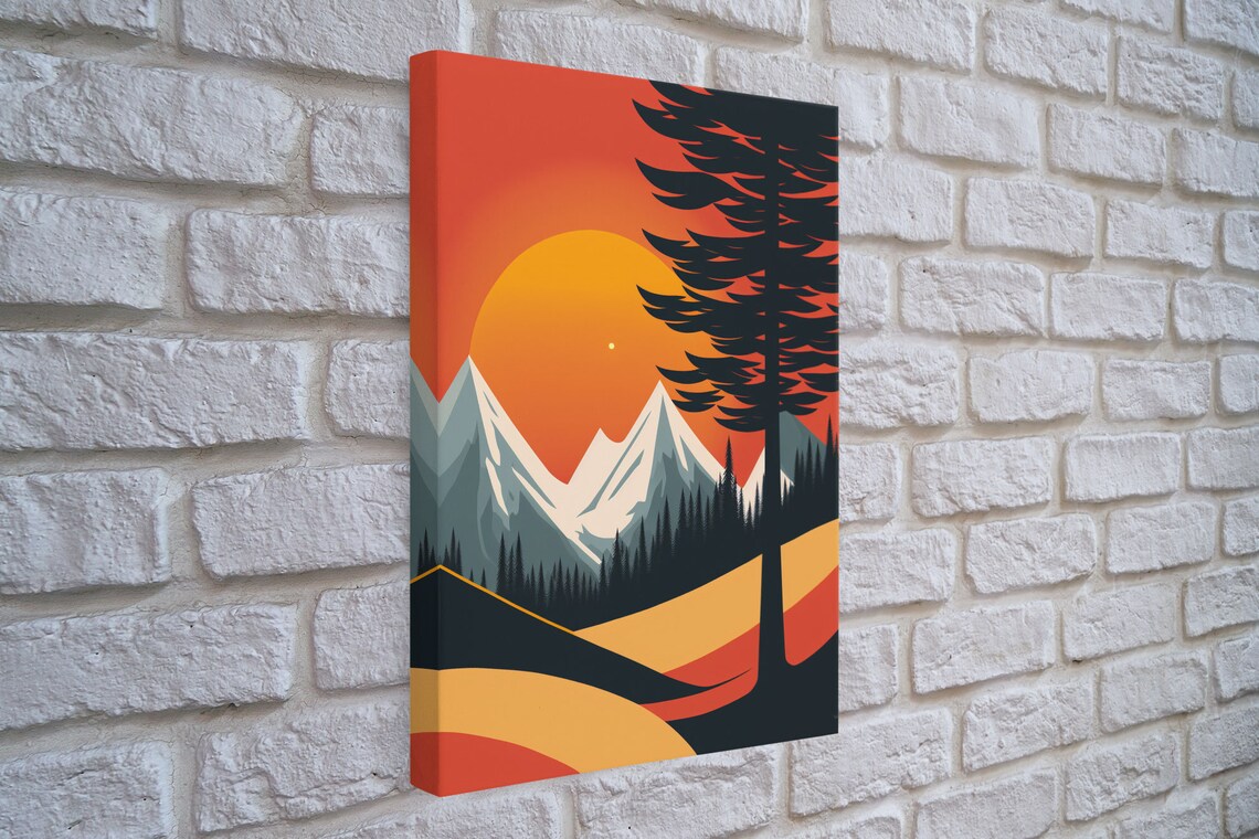 Sunset Over the Mountains, Retro Pop Art Poster - Image 4